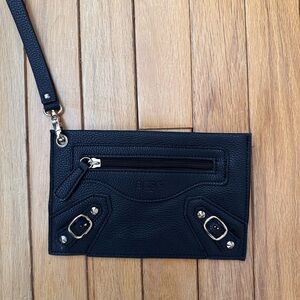 BCBG Black Textured Wristlet Clutch